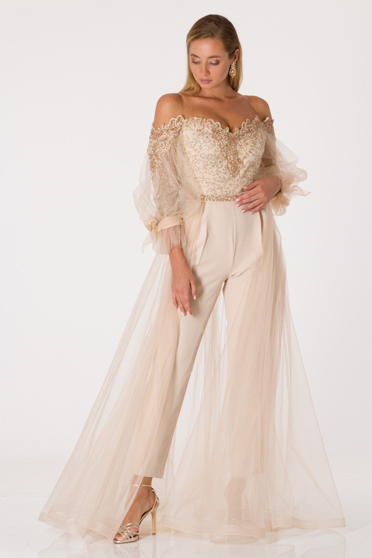 Ahi beige evening dress dress