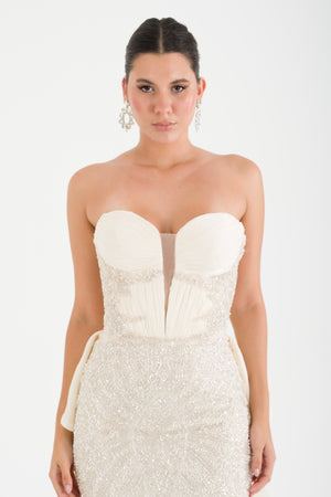 NAFPLİO Bej Abiye Elbise