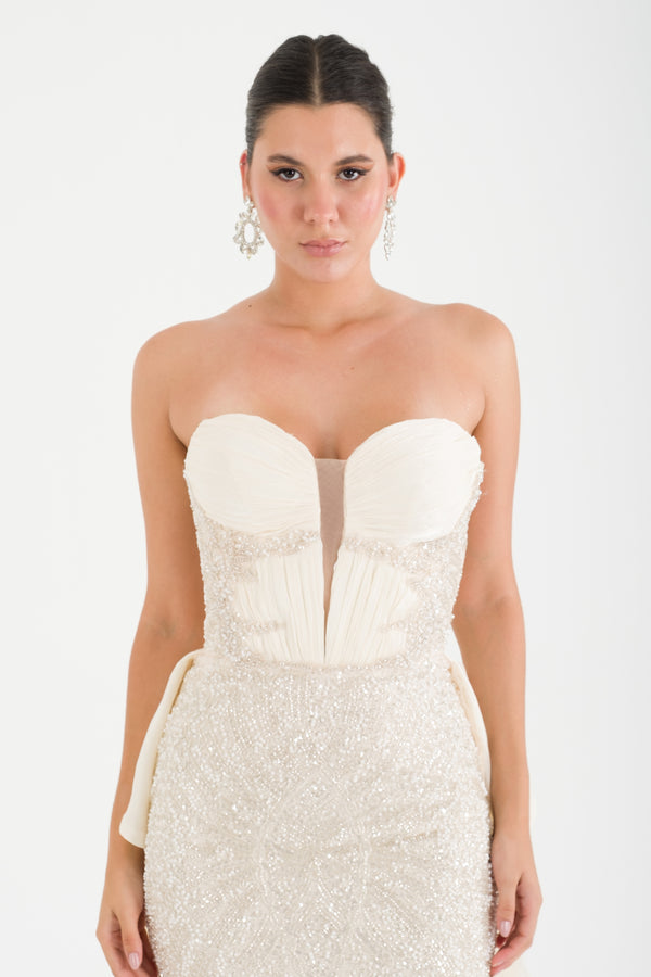 NAFPLİO Bej Abiye Elbise