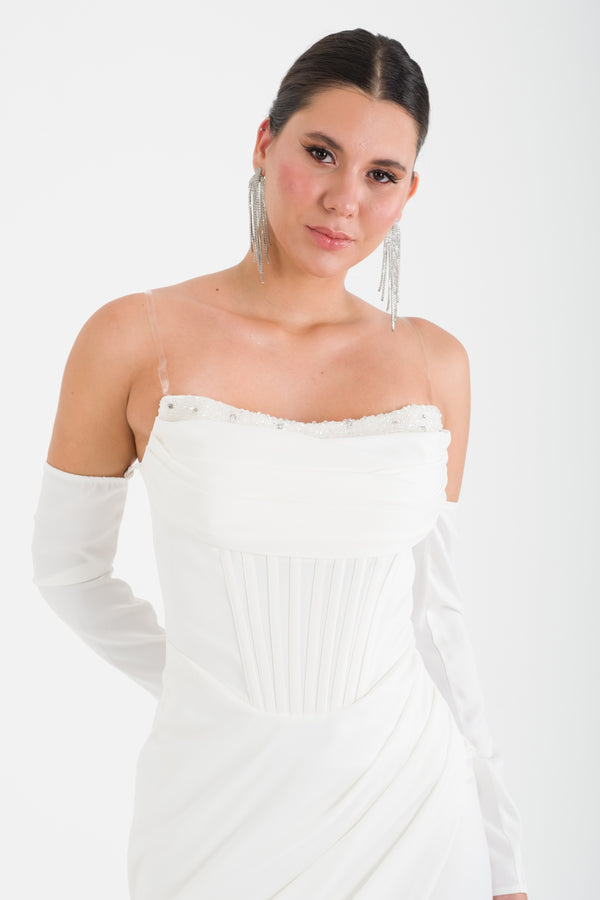 VENCE Ekru Abiye Elbise