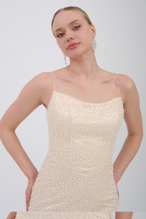 LILLESOL Ekru Abiye Elbise