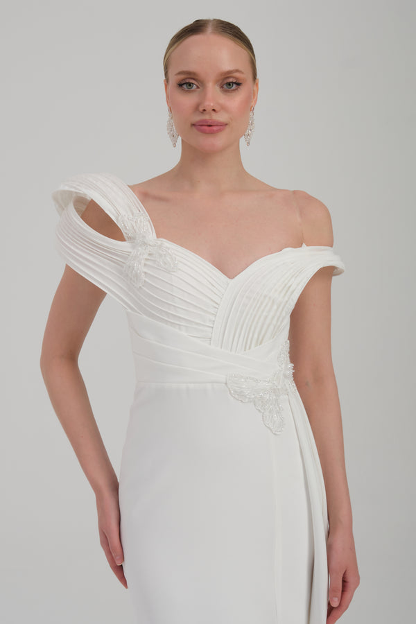 ORALYA Beyaz Abiye Elbise