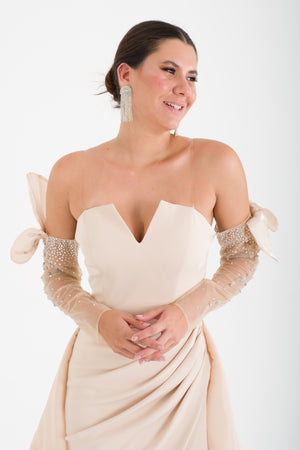 TREBON Bej Abiye Elbise