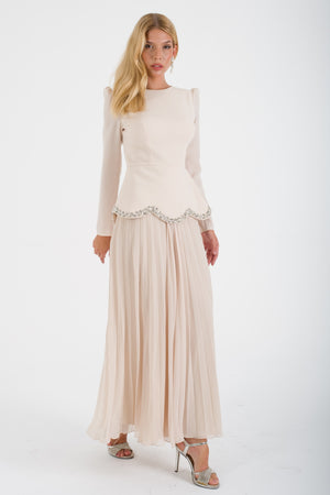 JOHRU Bej Abiye Elbise