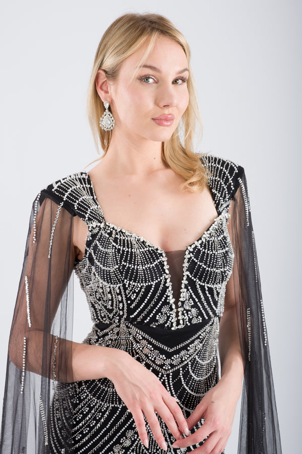 ELVARIN Siyah Abiye Elbise