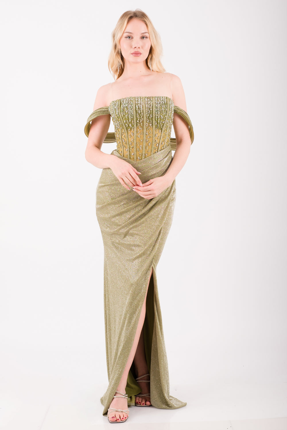 APRİL Haki Abiye Elbise