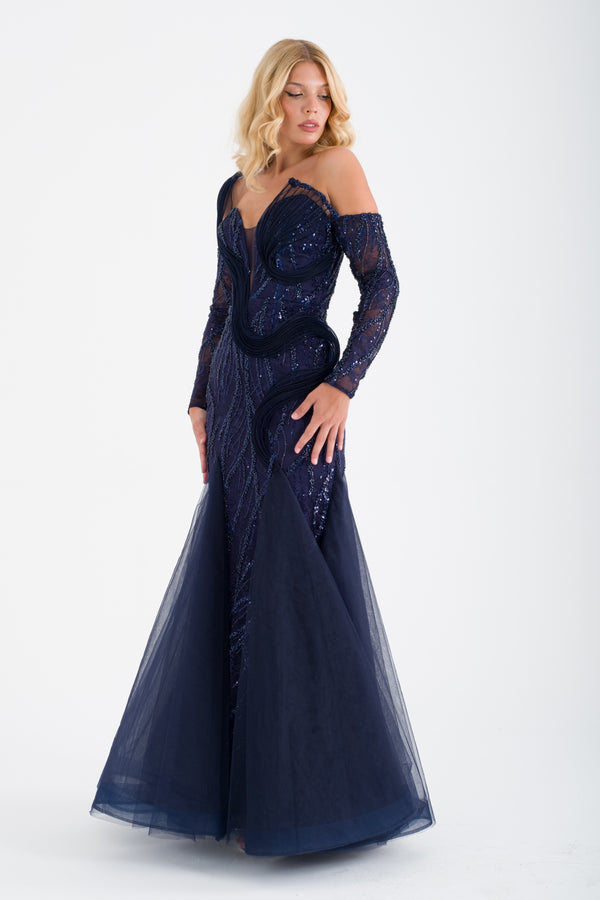 PERAST Lacivert Abiye Elbise