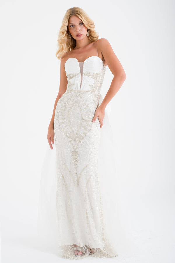 NAFPLİO Ekru Abiye Elbise