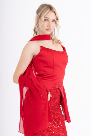 CALVERA Kırmızı Abiye Elbise