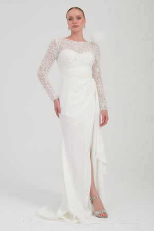 MIRELIA Beyaz Abiye Elbise