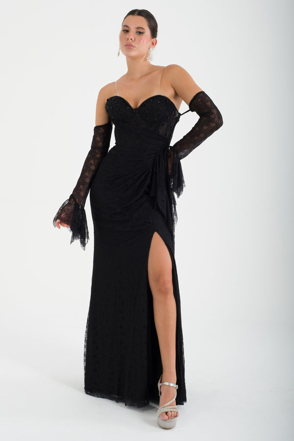 PLODİV Siyah Abiye Elbise