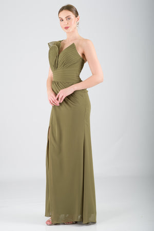 EDİTH Haki Abiye Elbise