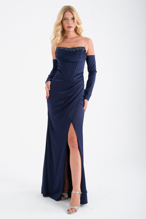 VENCE LAcivert Abiye Elbise