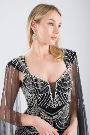 ELVARIN Siyah Abiye Elbise