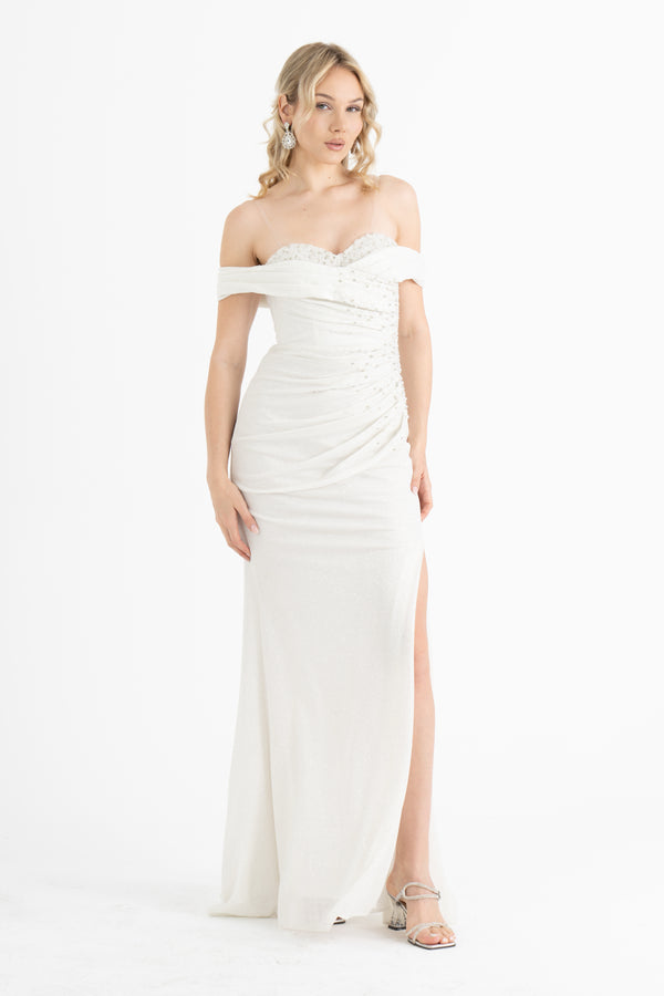 LUNARYA Ekru Abiye Elbise