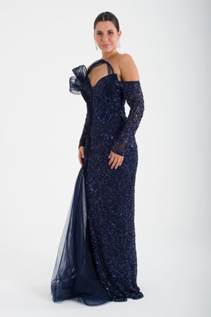 TULUM Lacivert Abiye Elbise