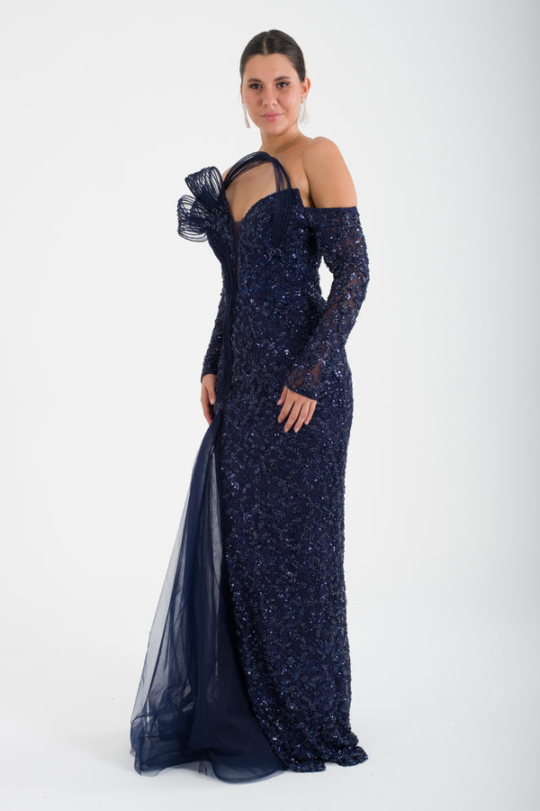 TULUM Lacivert Abiye Elbise