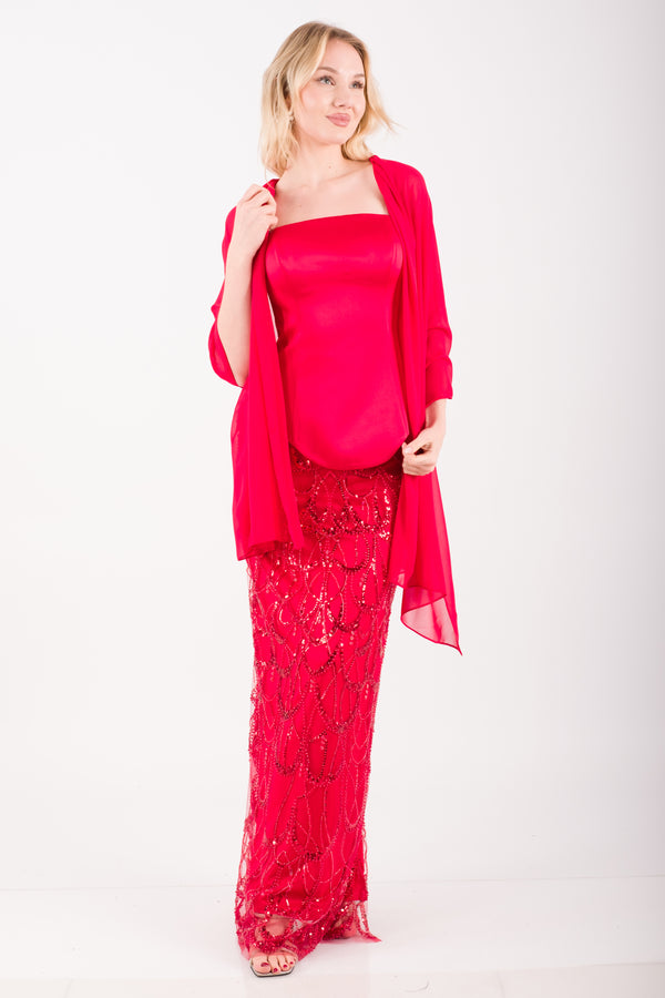 LISBON Kırmızı Abiye Elbise