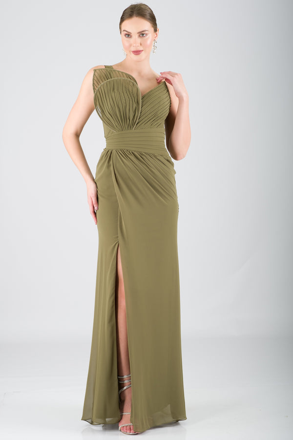 EDİTH Haki Abiye Elbise