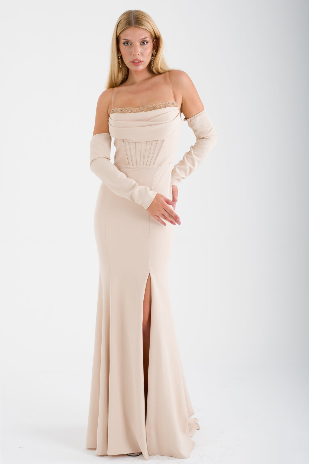 VARDZİA Bej Abiye Elbise