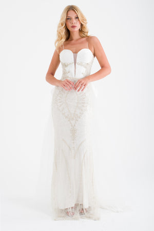 NAFPLİO Ekru Abiye Elbise