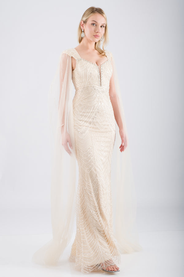 ELVARIN Bej Abiye Elbise