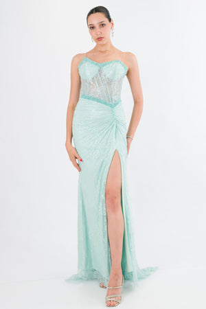 LUREX Mint Abiye Elbise