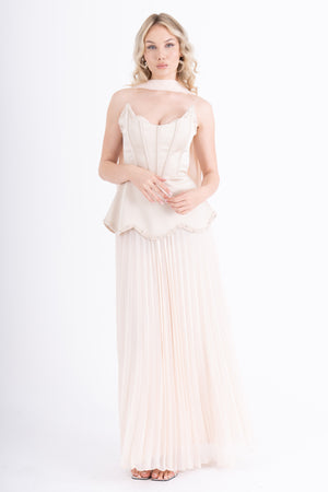 MORVEXA Bej Abiye Elbise