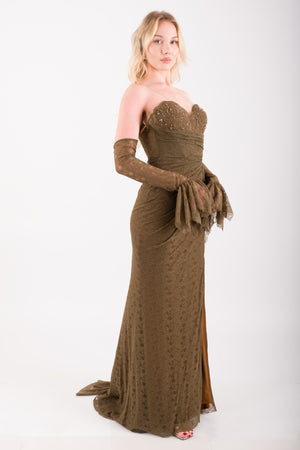 LUMERA Kahve Abiye Elbise