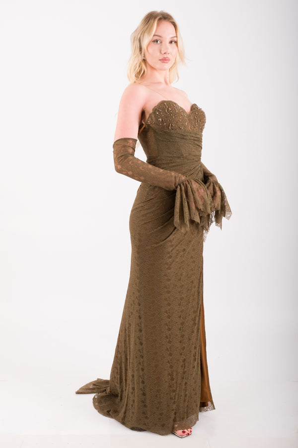 LUMERA Kahve Abiye Elbise