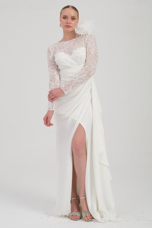 MIRELIA Beyaz Abiye Elbise