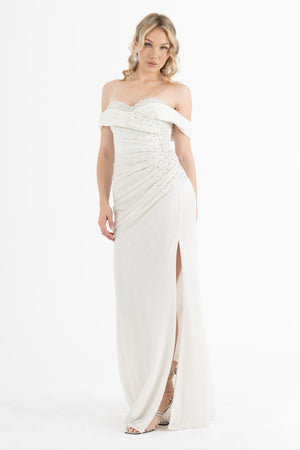 LUNARYA Ekru Abiye Elbise