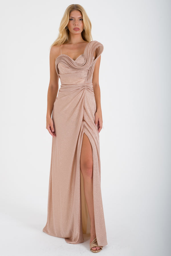 LULUH Gold Abiye Elbise