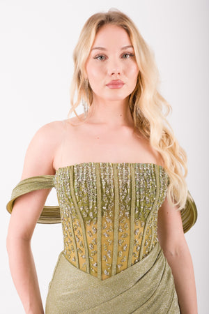 APRİL Haki Abiye Elbise