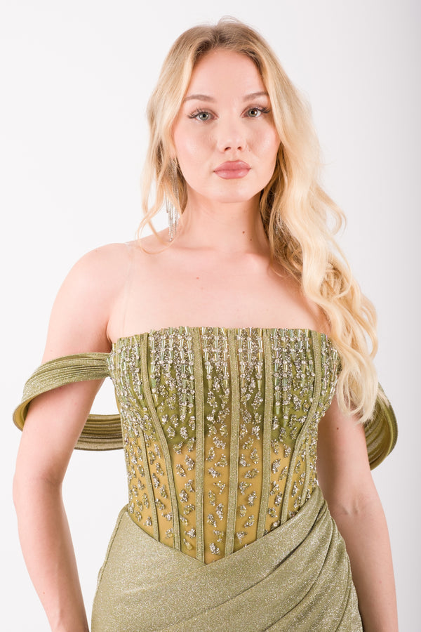 APRİL Haki Abiye Elbise