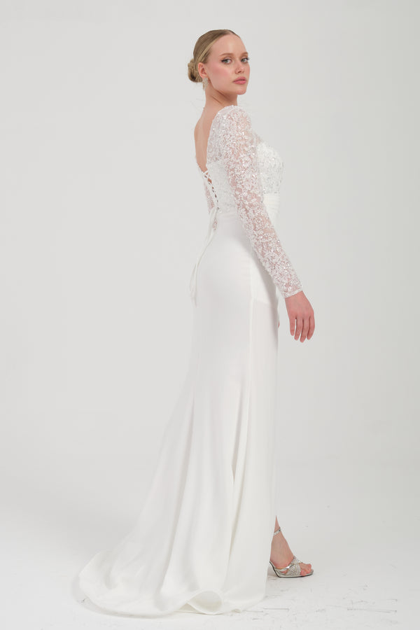 MIRELIA Beyaz Abiye Elbise