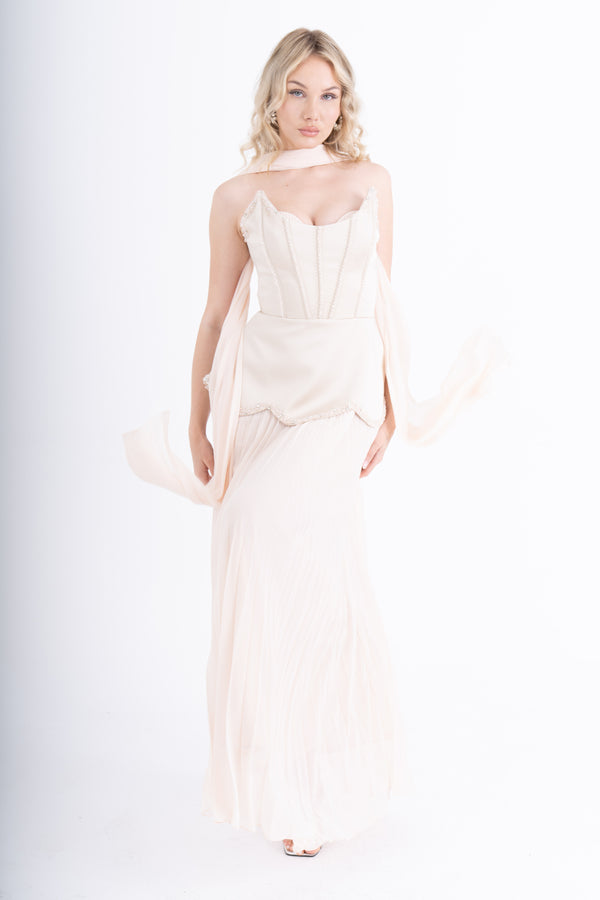 MORVEXA Bej Abiye Elbise