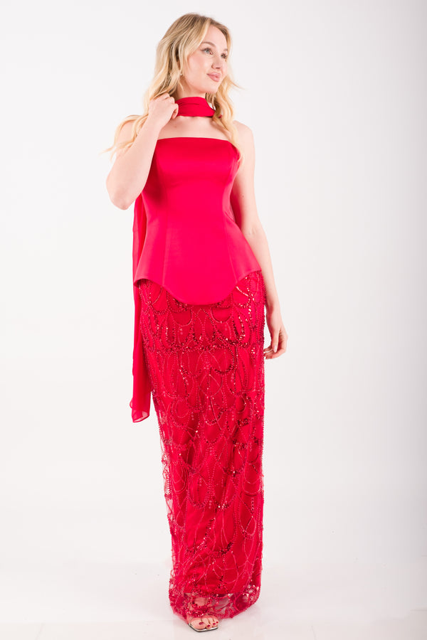 LISBON Kırmızı Abiye Elbise