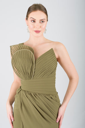 EDİTH Haki Abiye Elbise