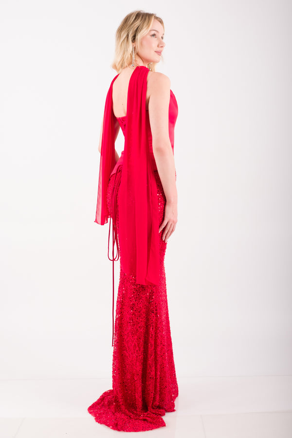 CALVERA Kırmızı Abiye Elbise