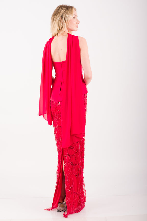 LISBON Kırmızı Abiye Elbise