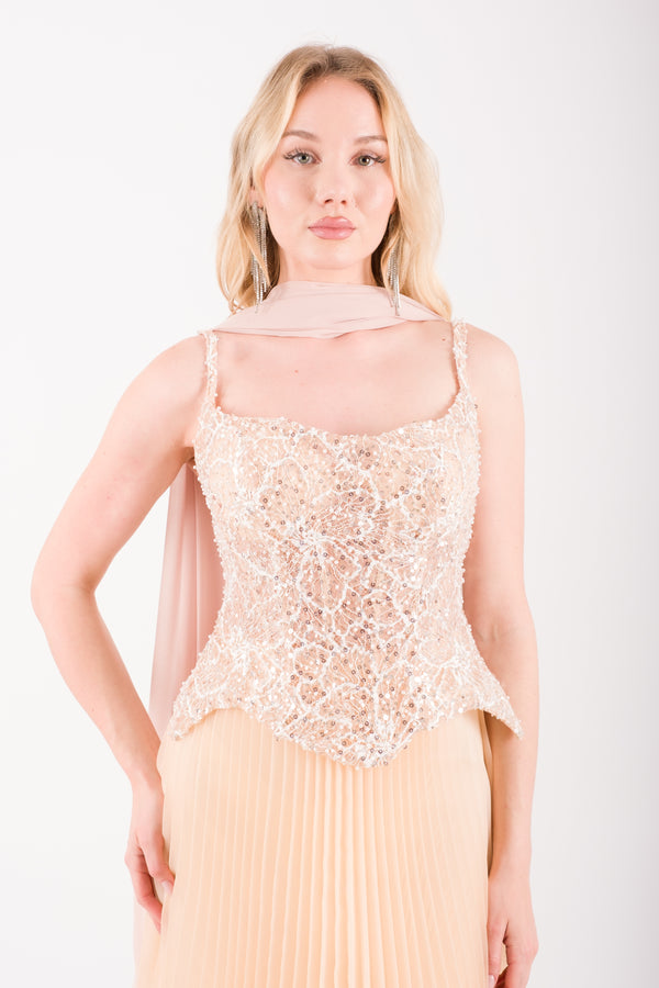 PORTO Bej Abiye Elbise