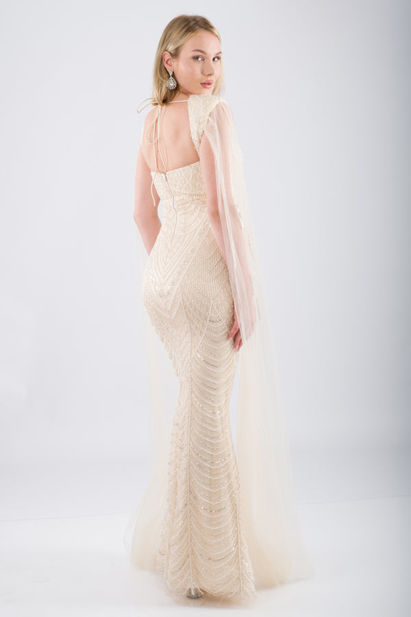 ELVARIN Bej Abiye Elbise