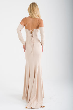 VARDZİA Bej Abiye Elbise