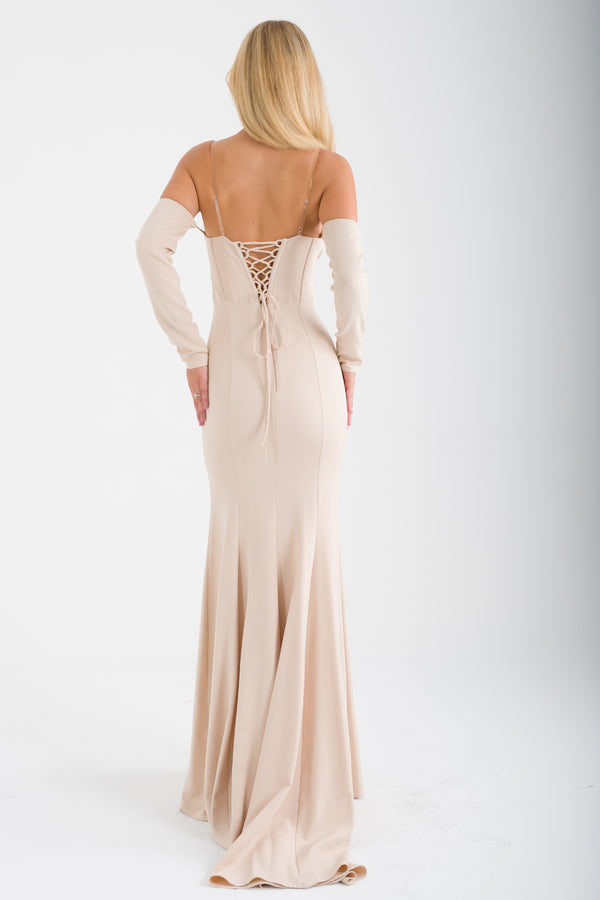 VARDZİA Bej Abiye Elbise