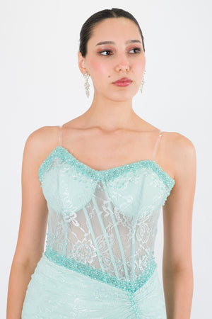 LUREX Mint Abiye Elbise