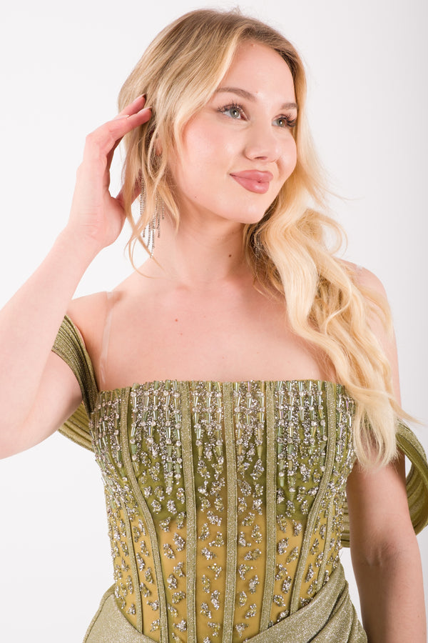 APRİL Haki Abiye Elbise