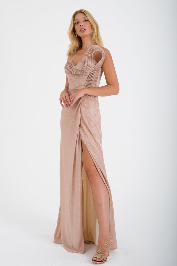 LULUH Gold Abiye Elbise