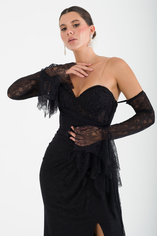 PLODİV Siyah Abiye Elbise