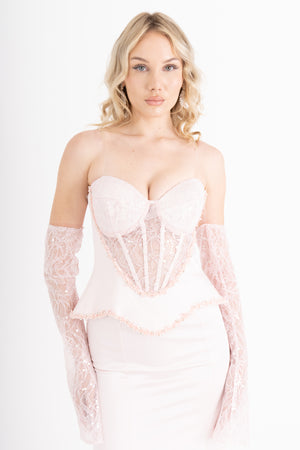 SYLVARA Pudra Abiye Elbise